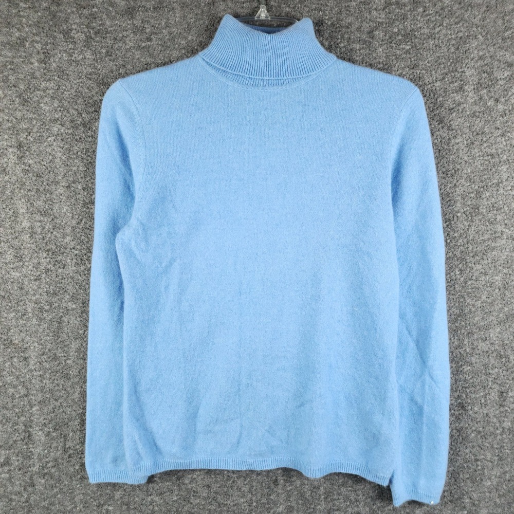 Charter Club Cashmere Sweater Women M Turtleneck Light Blue 2-Ply EUC